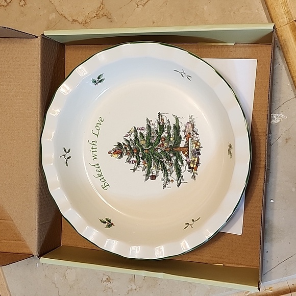 Beautiful SPODE CHRISTMAS TREE PIE PLATE IN BOX - Picture 2 of 2